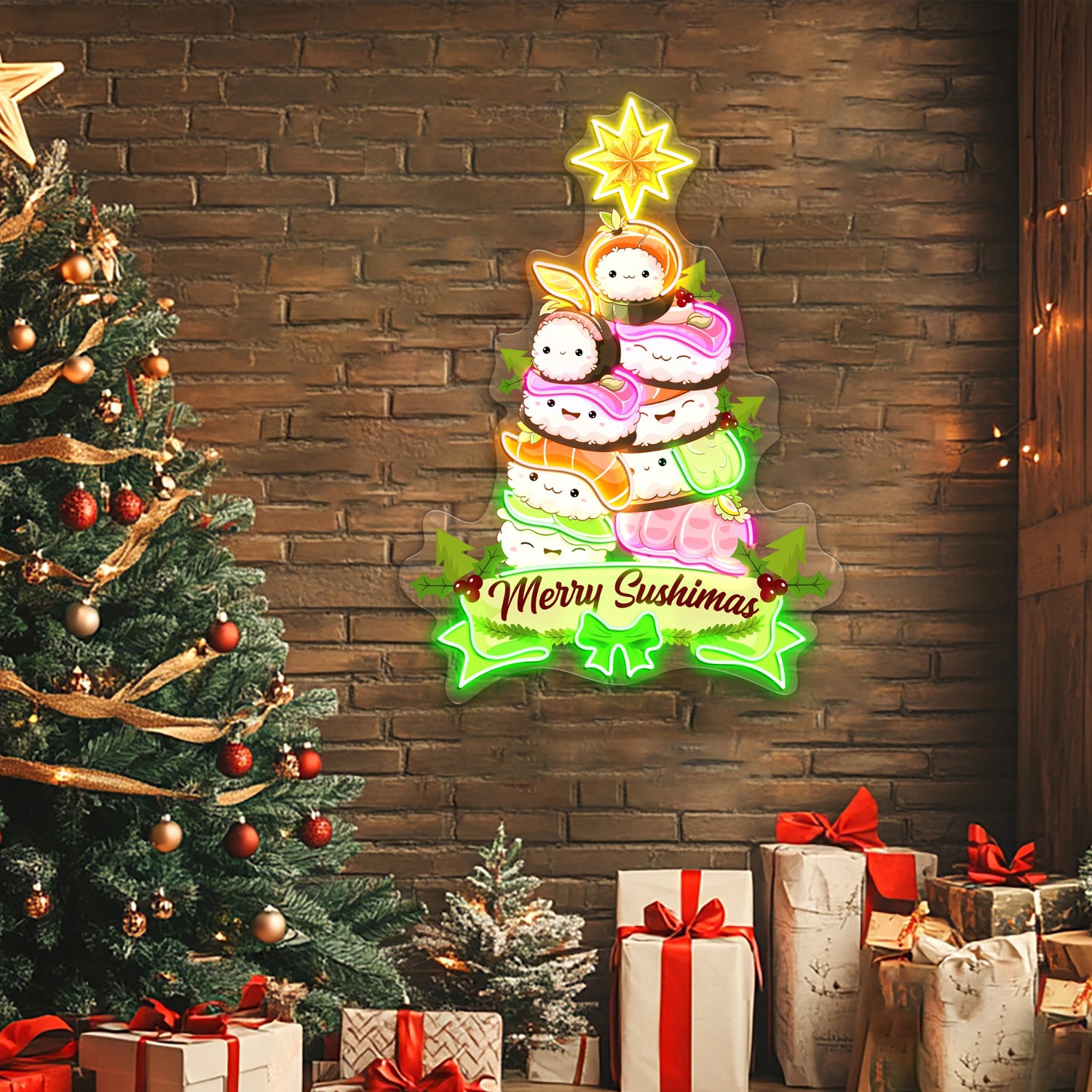 Sushi Christmas Tree Acrylic Led Neon Sign Japanese Food | Shineneon