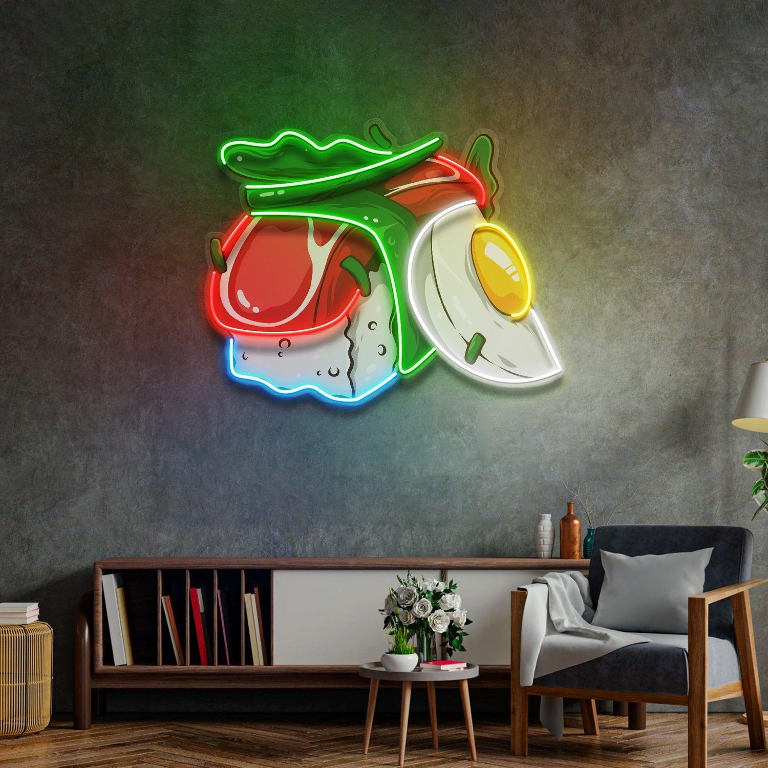 Sushi Egg Pop Art Multicolor Uv Printed Led Neon Sign Restaurant Home Decor | Shineneon