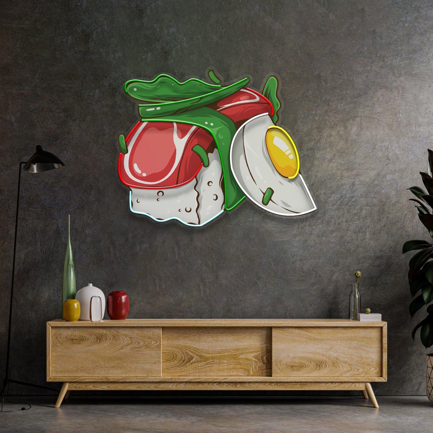 Sushi Egg Pop Art Multicolor Uv Printed Led Neon Sign Restaurant Home Decor | Shineneon