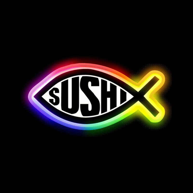 Sushi Fish Snack Food Led Neon Sign Rgb Color - LED neon sign close-up detail