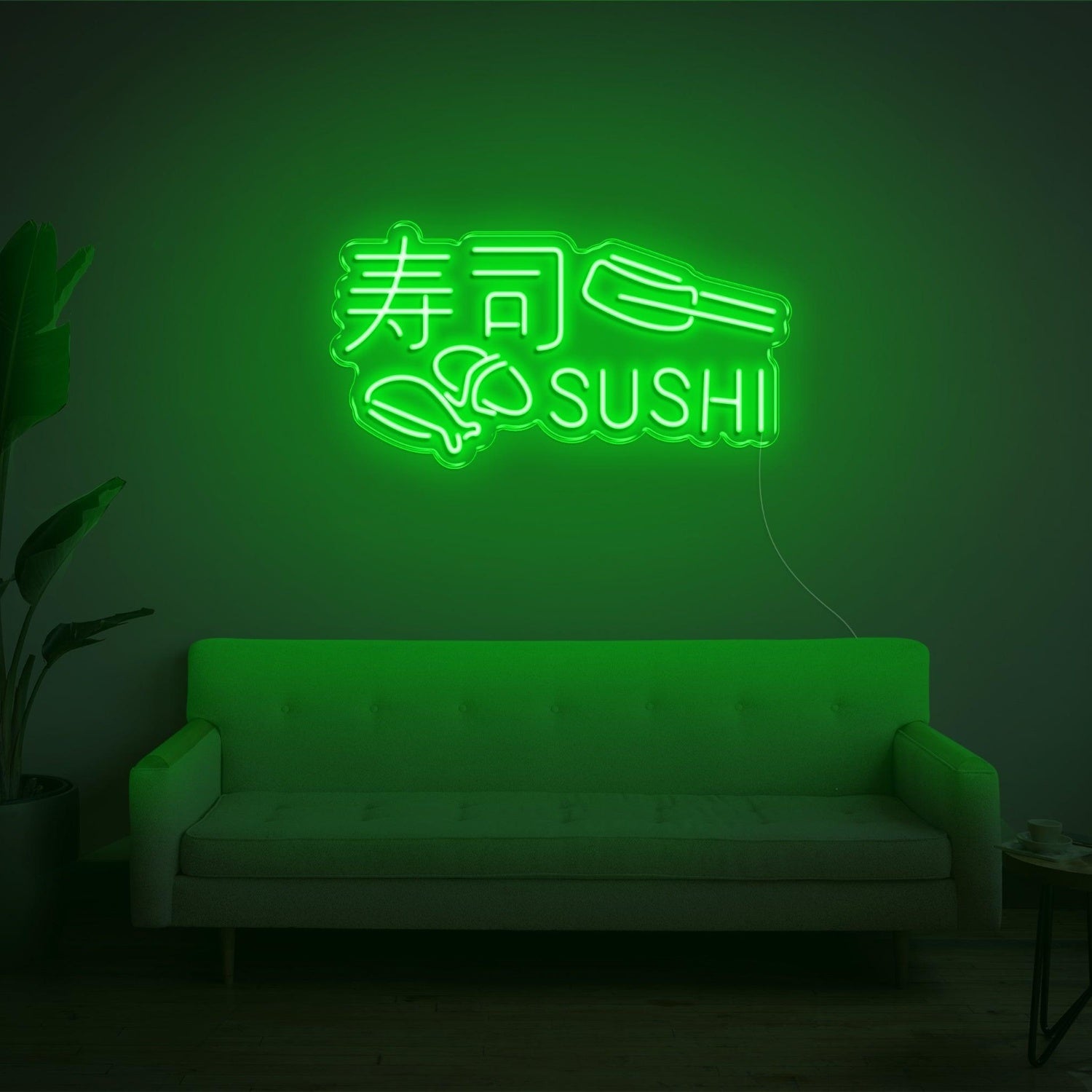 Sushi Green Led Neon Sign With Text And Sushi Roll For Restaurant Home Decor | Shineneon