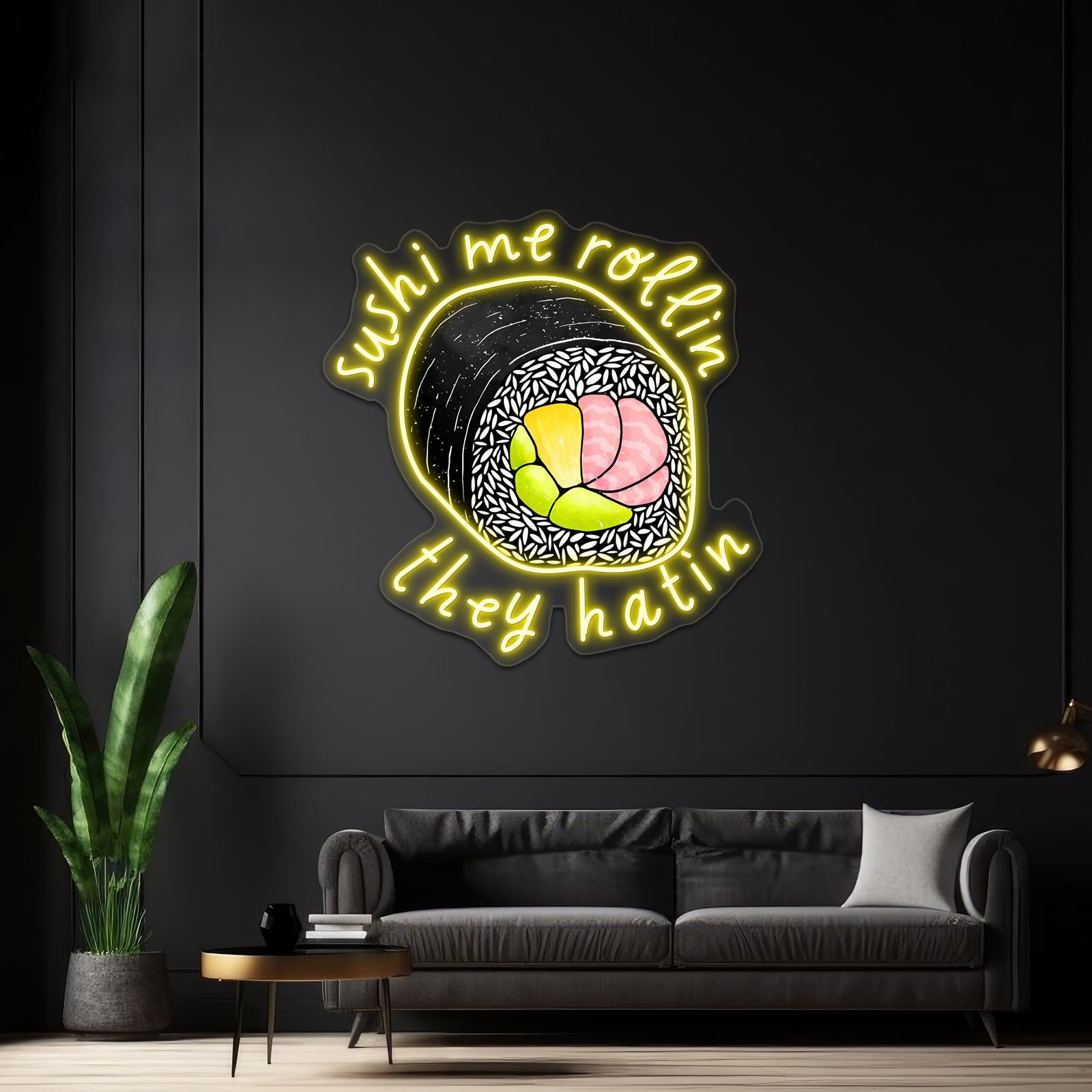 Sushi Me Rollin They Hatin Food Pun Neon Sign Artwork For Outdoor Neon Signs | Shineneon