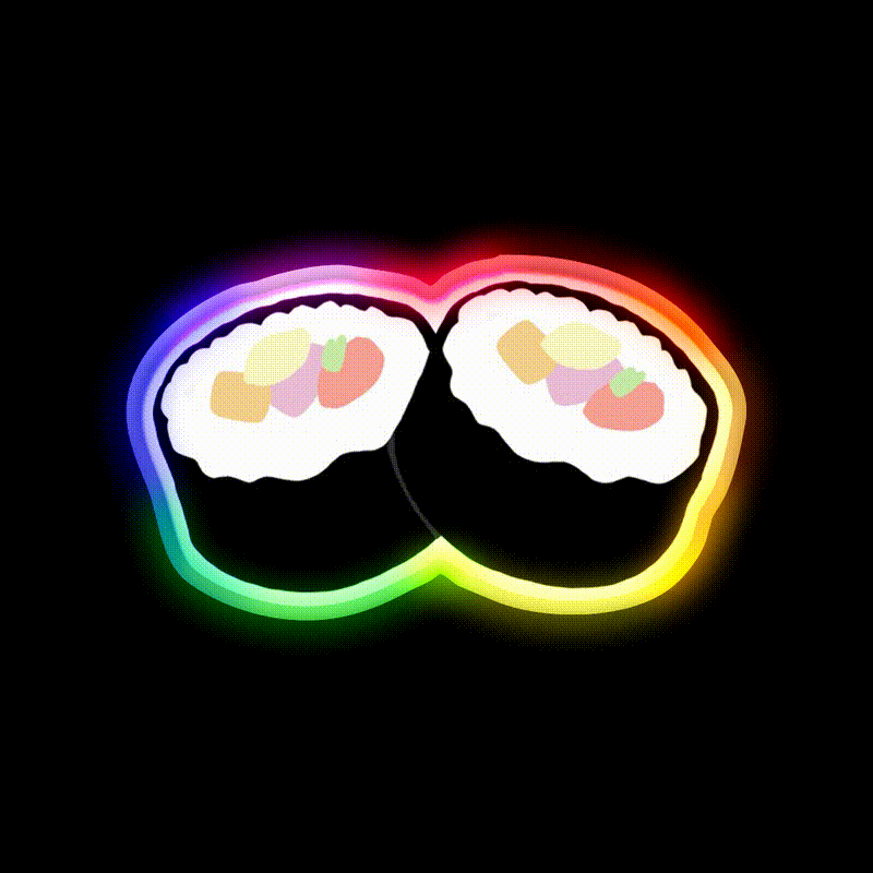 Sushi Snack Food Led Neon Sign Rgb Color - LED neon sign close-up detail