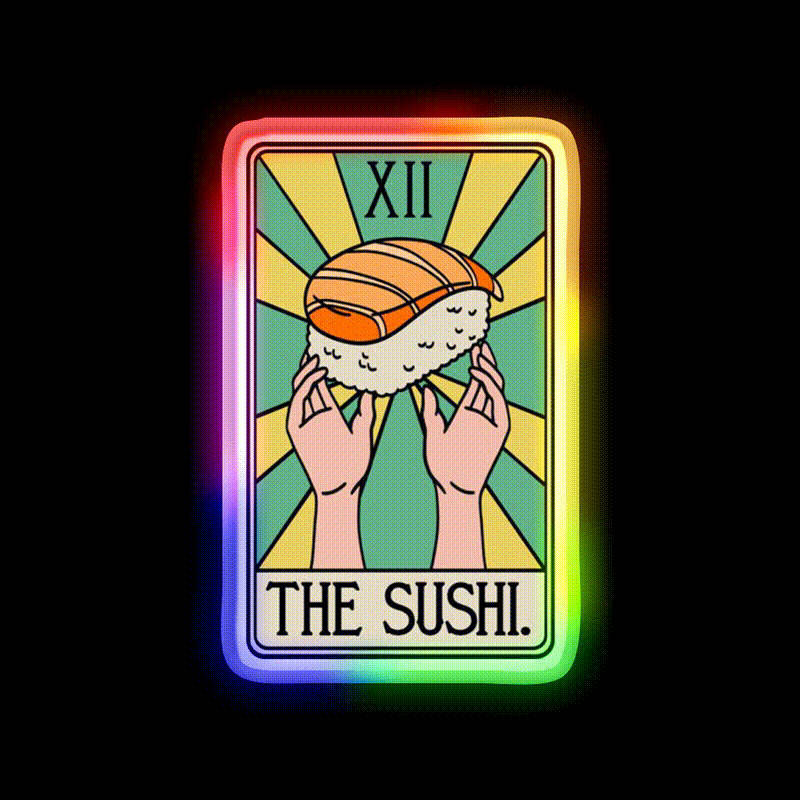 Sushi Tarot Card Funny Fast Food Led Neon Sign For Burger Place Rgb Color