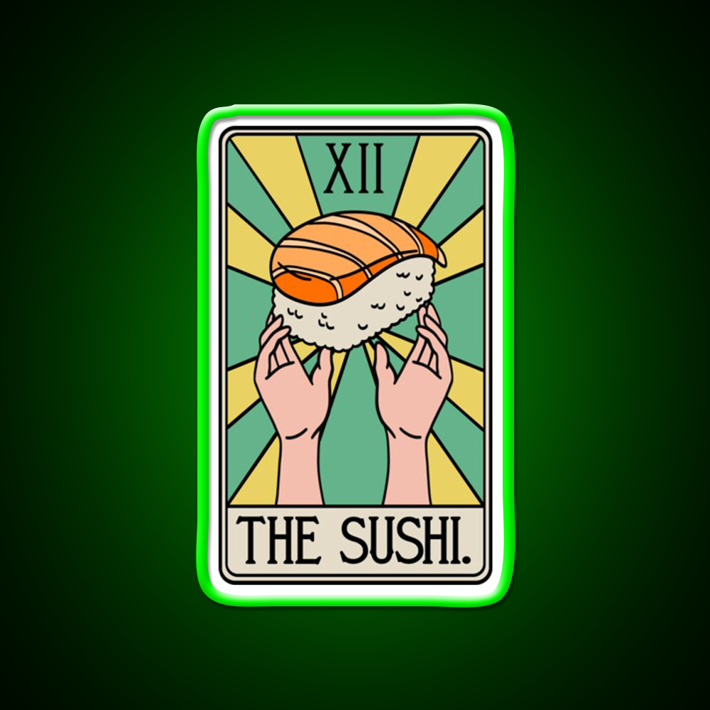 Sushi Tarot Card Funny Fast Food Led Neon Sign For Burger Place Rgb Color