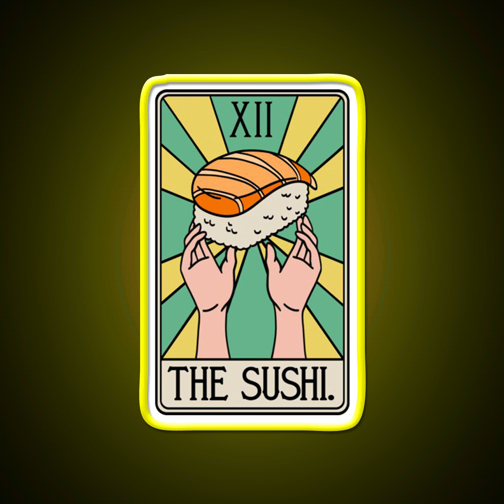 Sushi Tarot Card Funny Fast Food Led Neon Sign For Burger Place Rgb Color