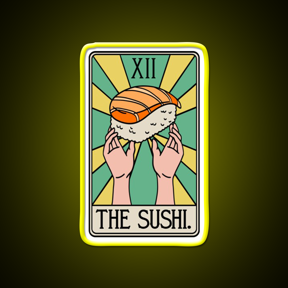 Sushi Tarot Card Funny Fast Food Led Neon Sign For Burger Place Rgb Color