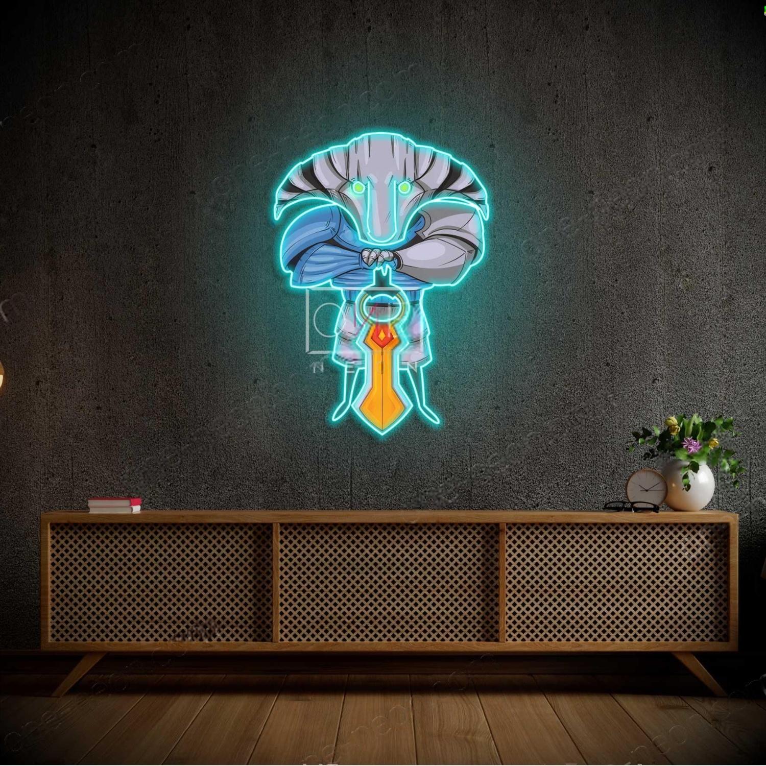 Sven Blue-Green Amber Warrior Led Neon Sign Gaming Room Decor | Shineneon