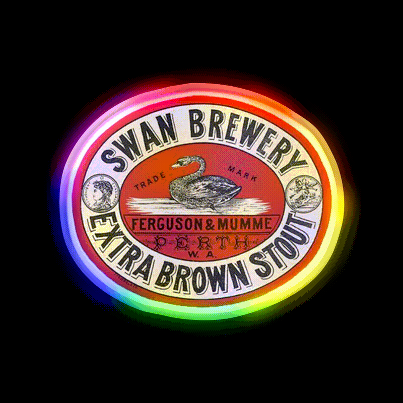 Swan Brewery Vintage Label Beer Bar Decor Led Neon Sign Rgb Color - LED neon sign close-up detail