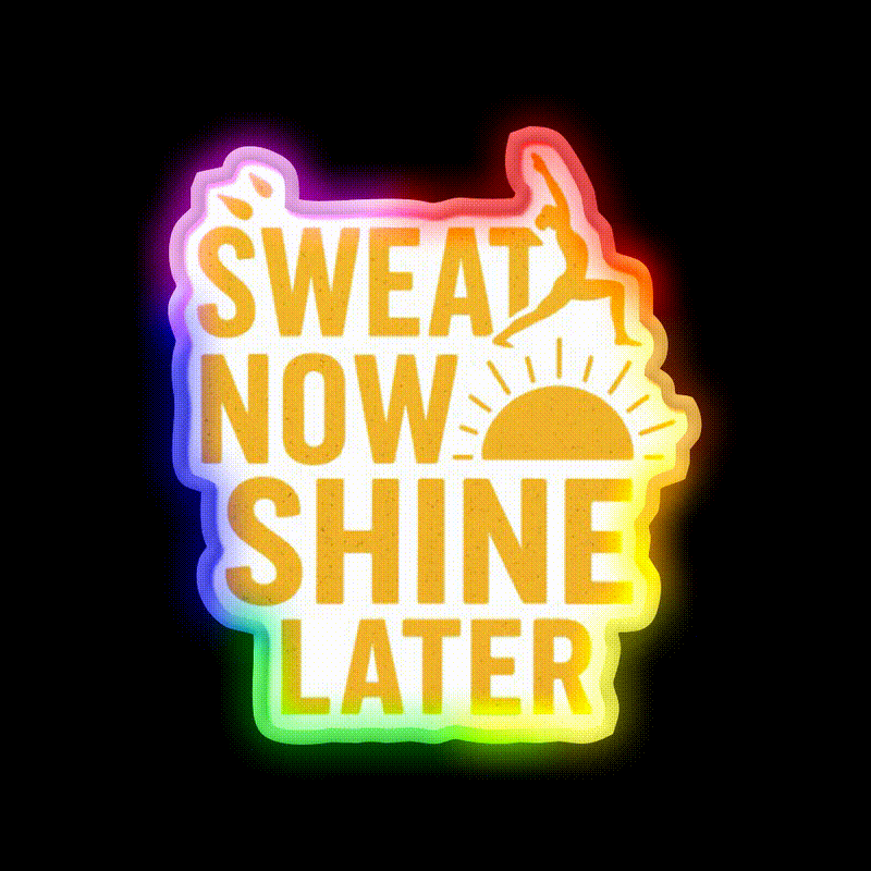 Sweat Now Shine Later Yoga Fitness Motivation Yoga Led Neon Sign Rgb Color