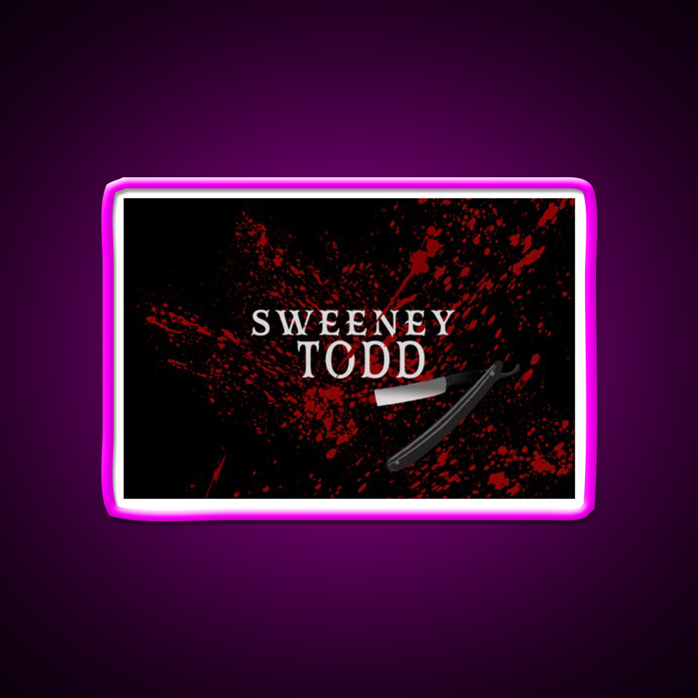 Sweeney Todd Barber Shop Haircut Led Neon Sign - Neon sign mounted on wall in room