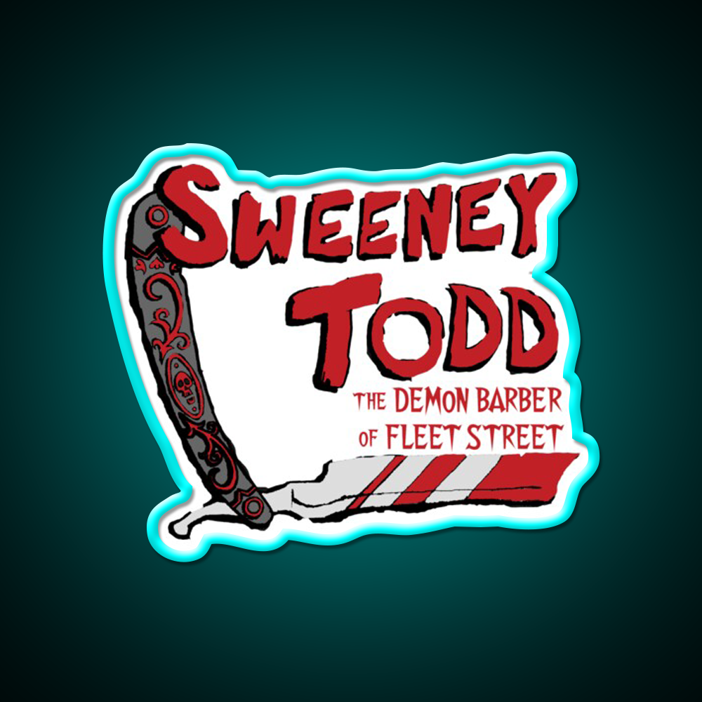 Sweeney Todd Title Print Barber Shop Haircut Led Neon Sign - Size and dimension reference