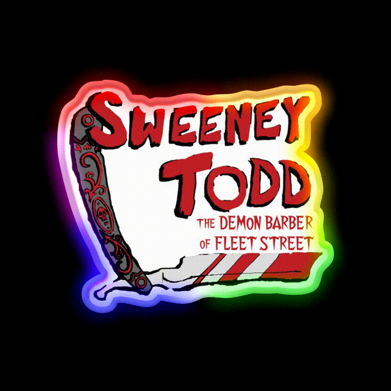 Sweeney Todd Title Print Barber Shop Haircut Led Neon Sign - LED neon sign close-up detail