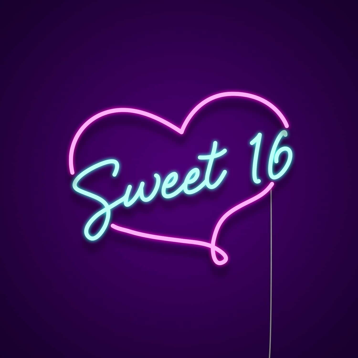 Sweet 16 Heart Neon Sign | Shineneon