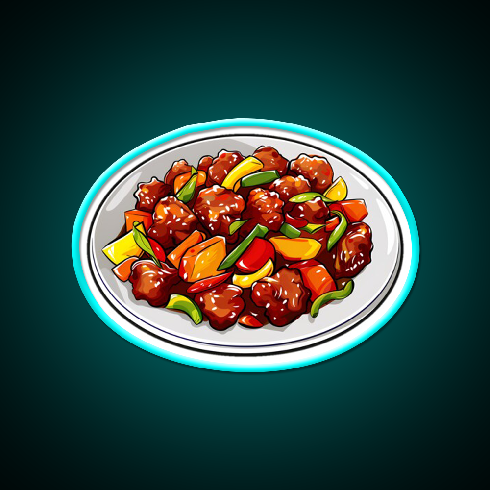 Sweet And Sour Pork Led Neon Sign Chinese Food Rgb Color