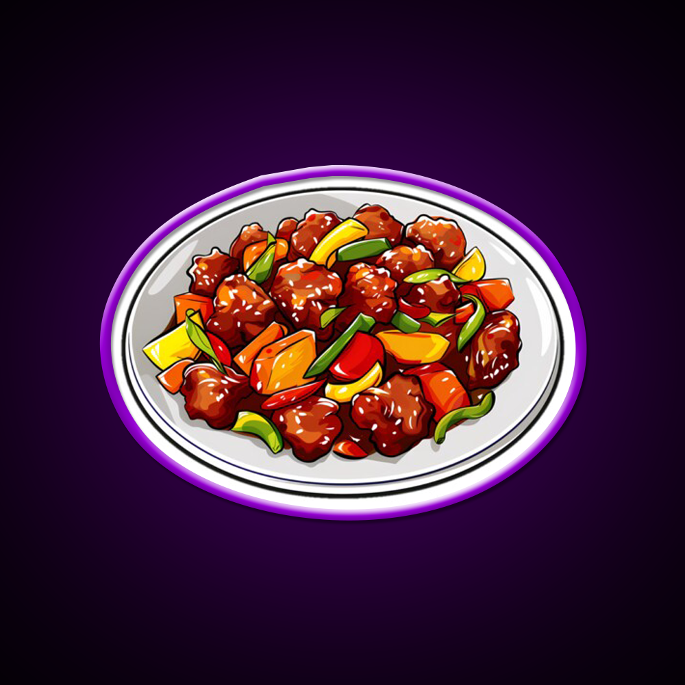 Sweet And Sour Pork Led Neon Sign Chinese Food Rgb Color