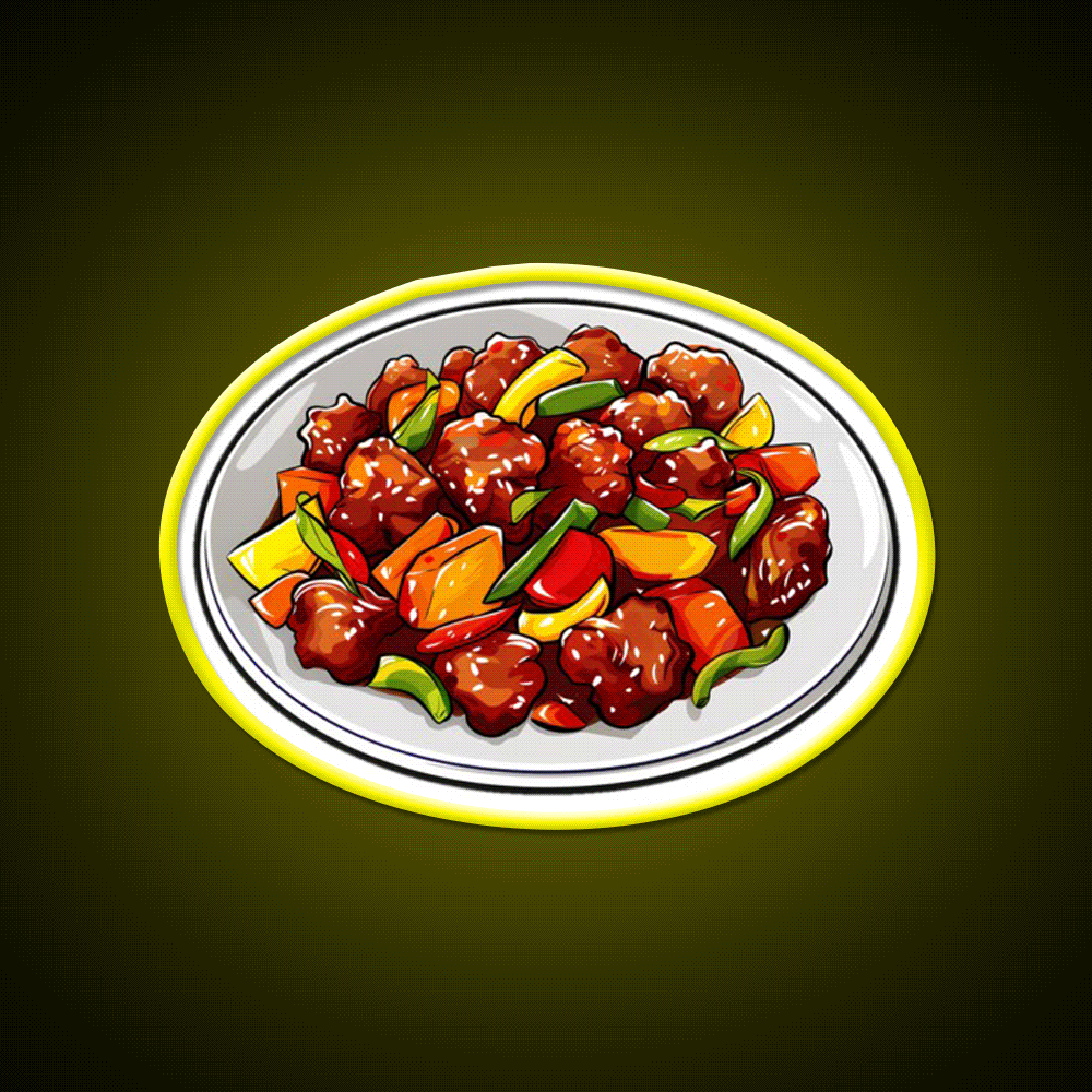 Sweet And Sour Pork Led Neon Sign Chinese Food Rgb Color