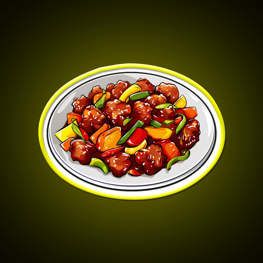 Sweet And Sour Pork Led Neon Sign Chinese Food Rgb Color