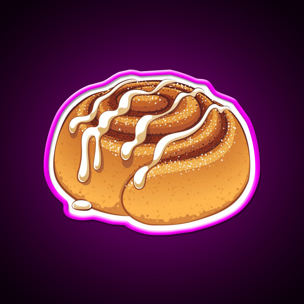 Sweet Cinnamon Roll With A Drizzle Of Icing Sugar Snack Food Led Neon Sign Rgb Color - Shineneon