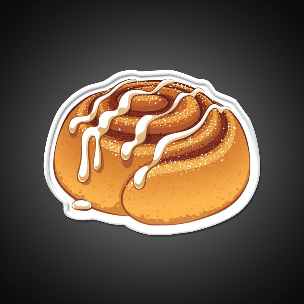Sweet Cinnamon Roll With A Drizzle Of Icing Sugar Snack Food Led Neon Sign Rgb Color - Shineneon