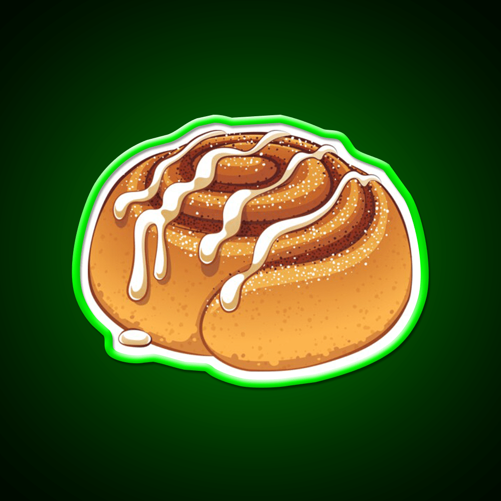 Sweet Cinnamon Roll With A Drizzle Of Icing Sugar Snack Food Led Neon Sign Rgb Color - Shineneon