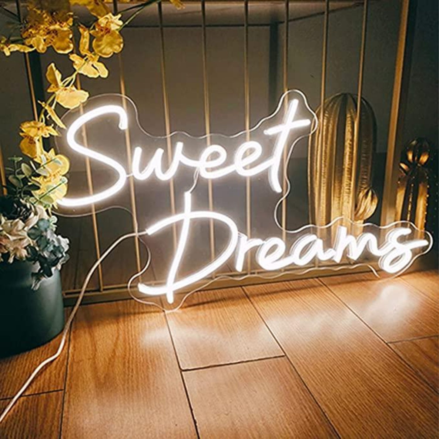 Sweet Dreams White Script Led Neon Sign For Bedroom Home Decor | Shineneon