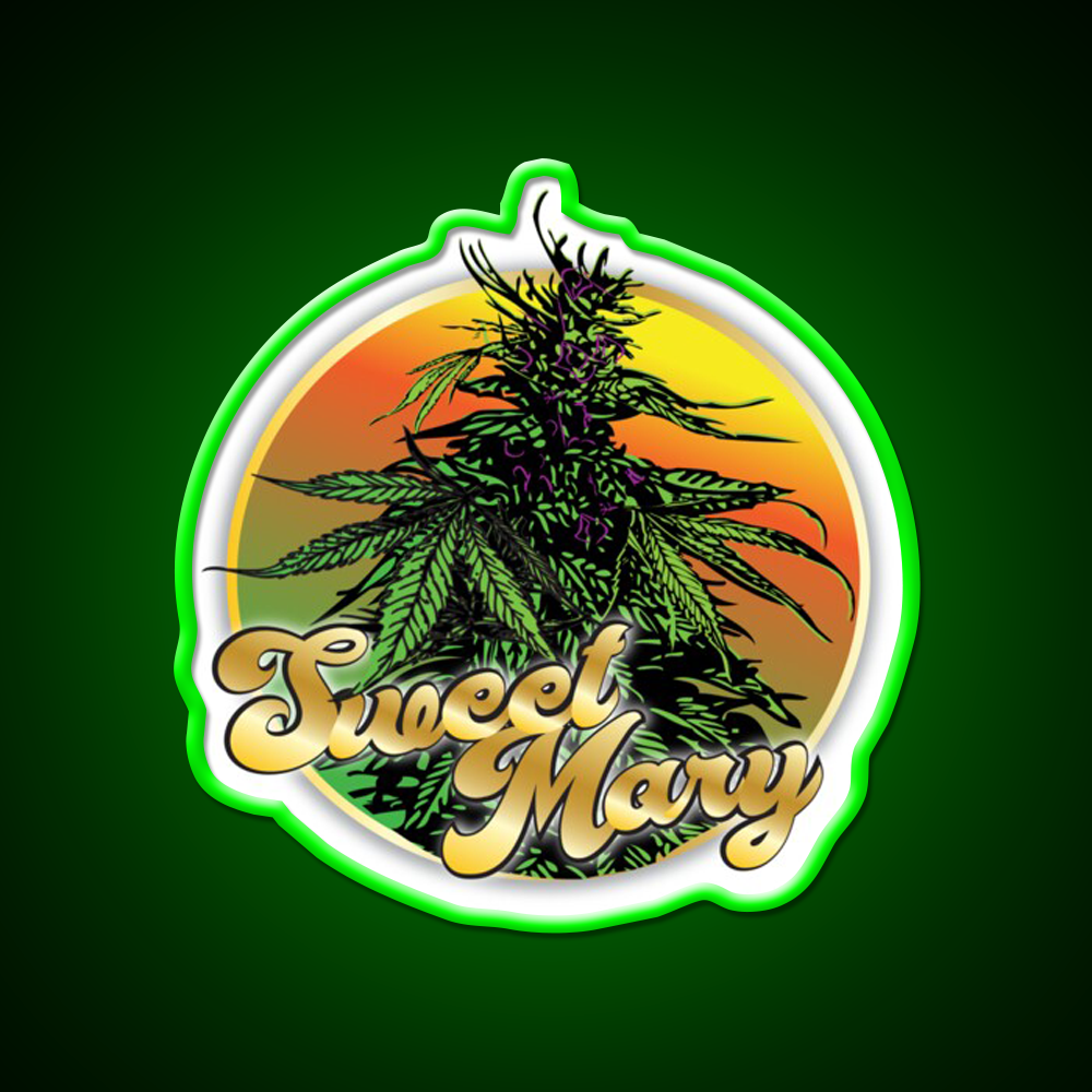 Sweet Mary Hemp Inspired Green Leaf Led Neon Sign Rgb Color - LED neon sign view 8
