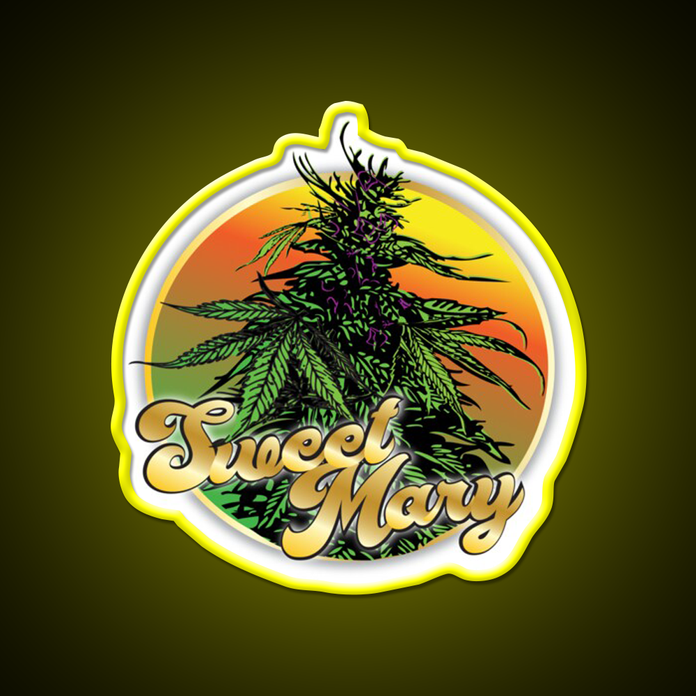 Sweet Mary Hemp Inspired Green Leaf Led Neon Sign Rgb Color