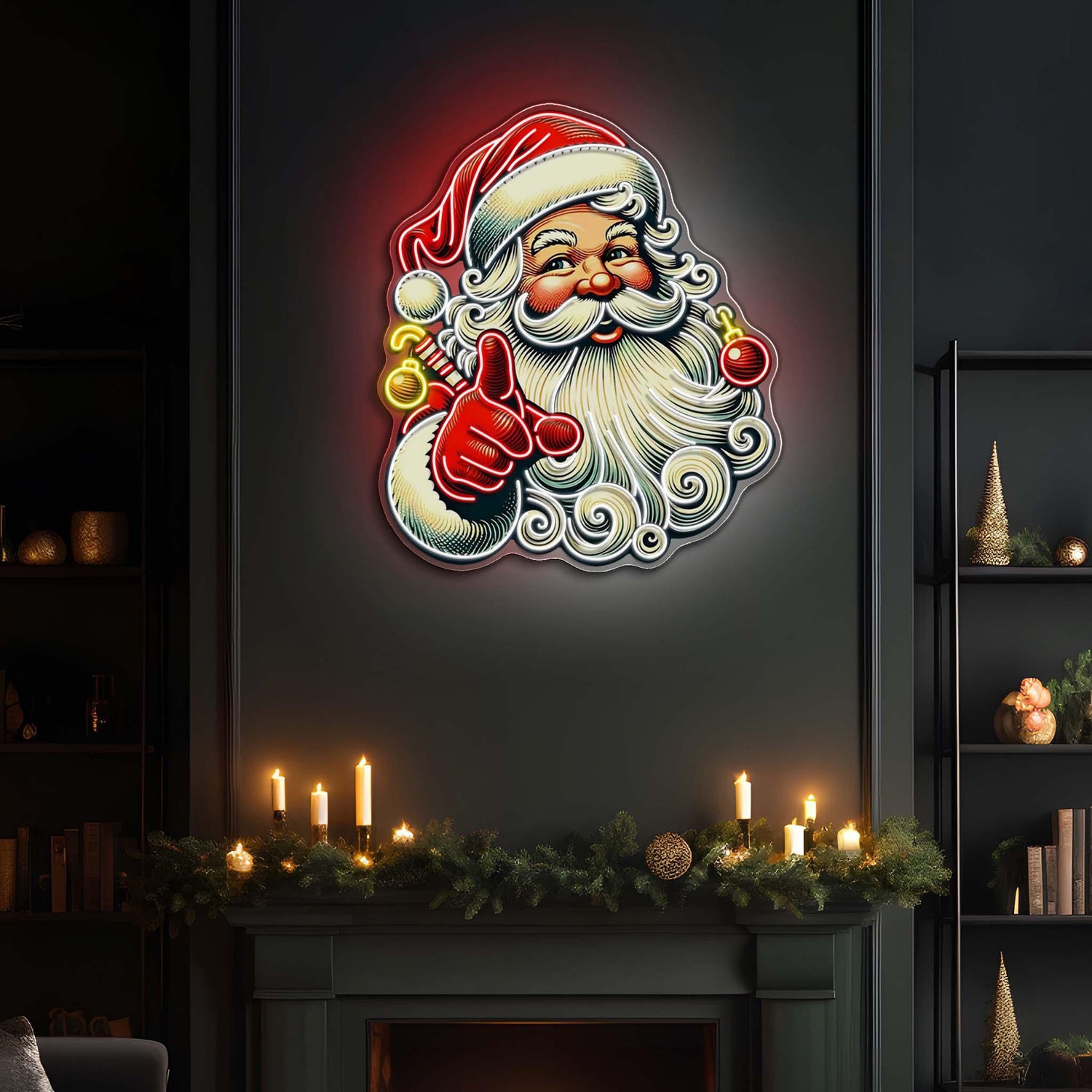 Sweet Santa Smiling Christmas Uv Printed Led Neon Sign Artwork For Indoor Holiday Decor | Shineneon