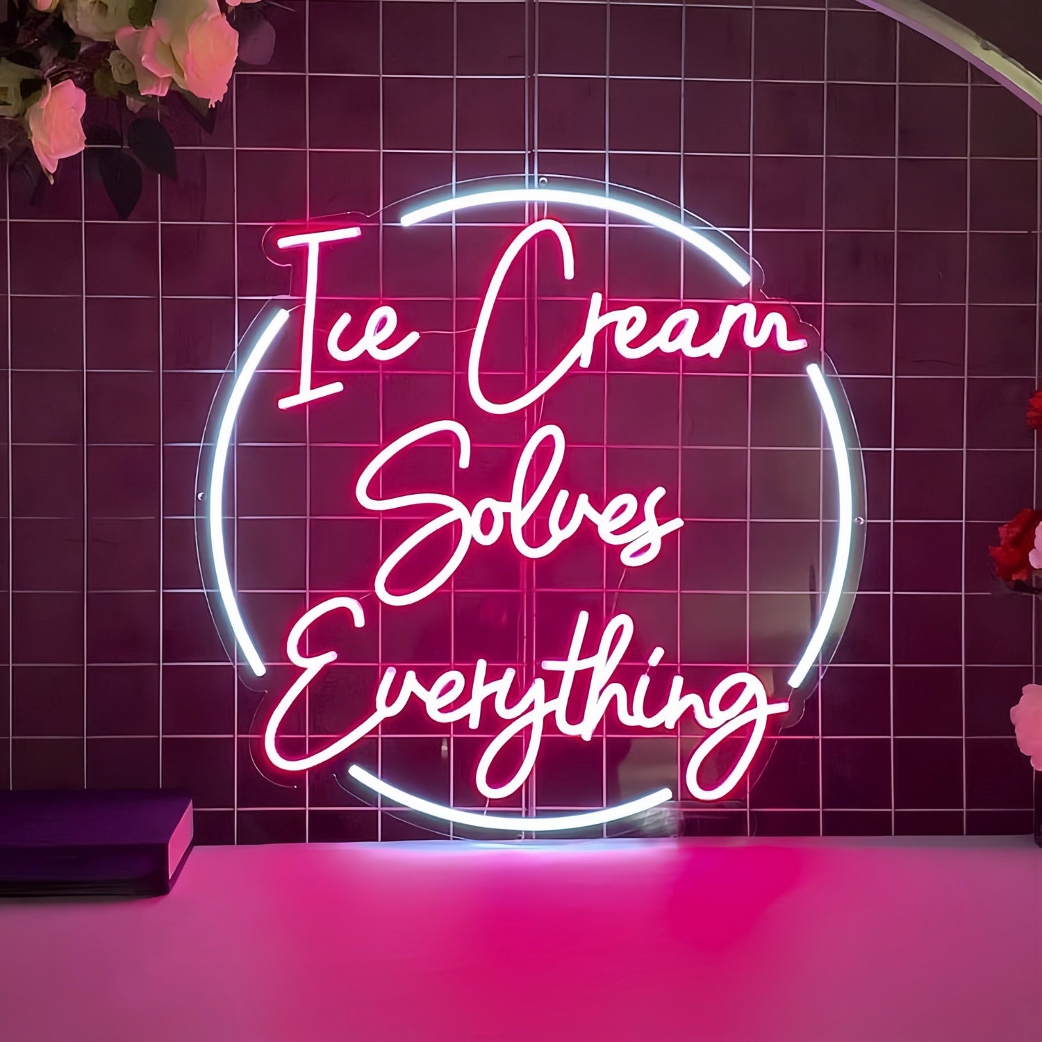 Sweet Serenity Ice Cream Solves Everything Led Neon Sign | Shineneon