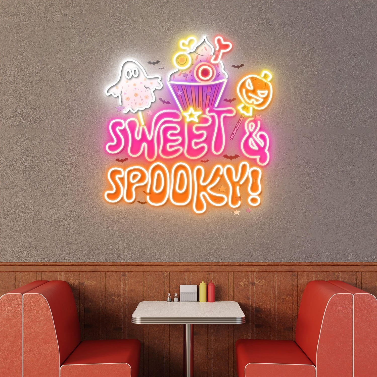 Sweet Spooky Ghost Cake Halloween Acrylic Led Neon Sign | Shineneon