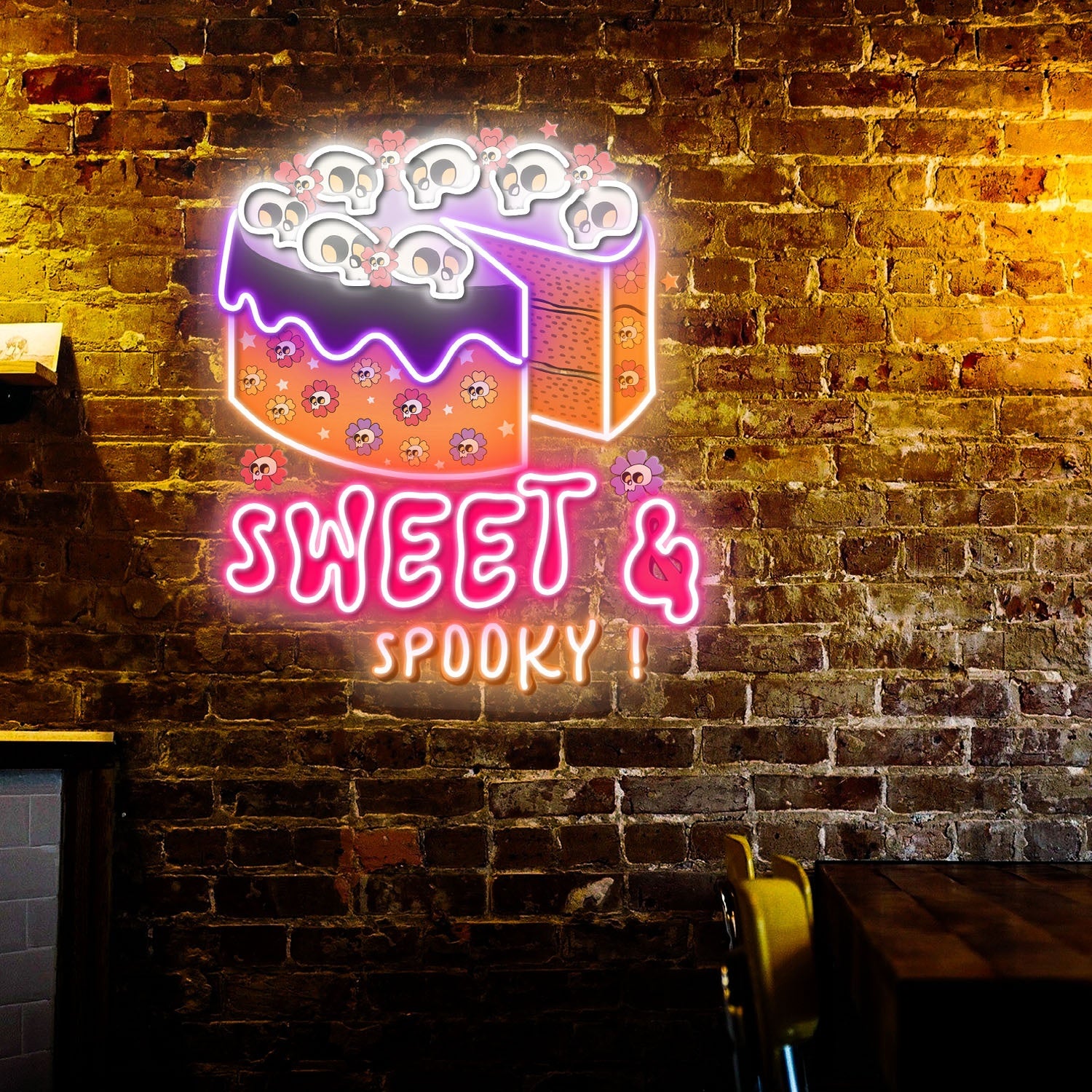 Sweet Spooky Skull Cake Halloween Acrylic Led Neon Sign | Shineneon