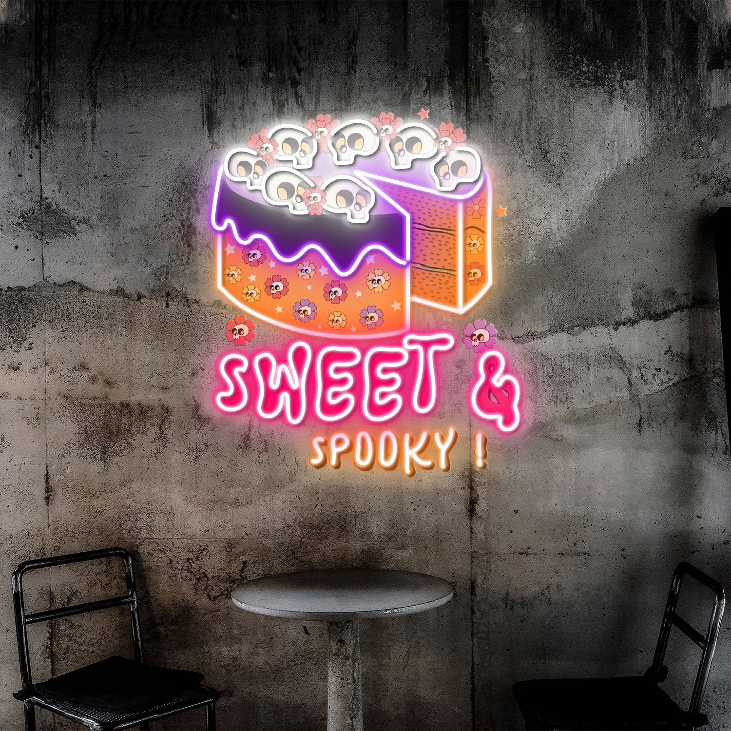 Sweet Spooky Skull Cake Halloween Acrylic Led Neon Sign | Shineneon