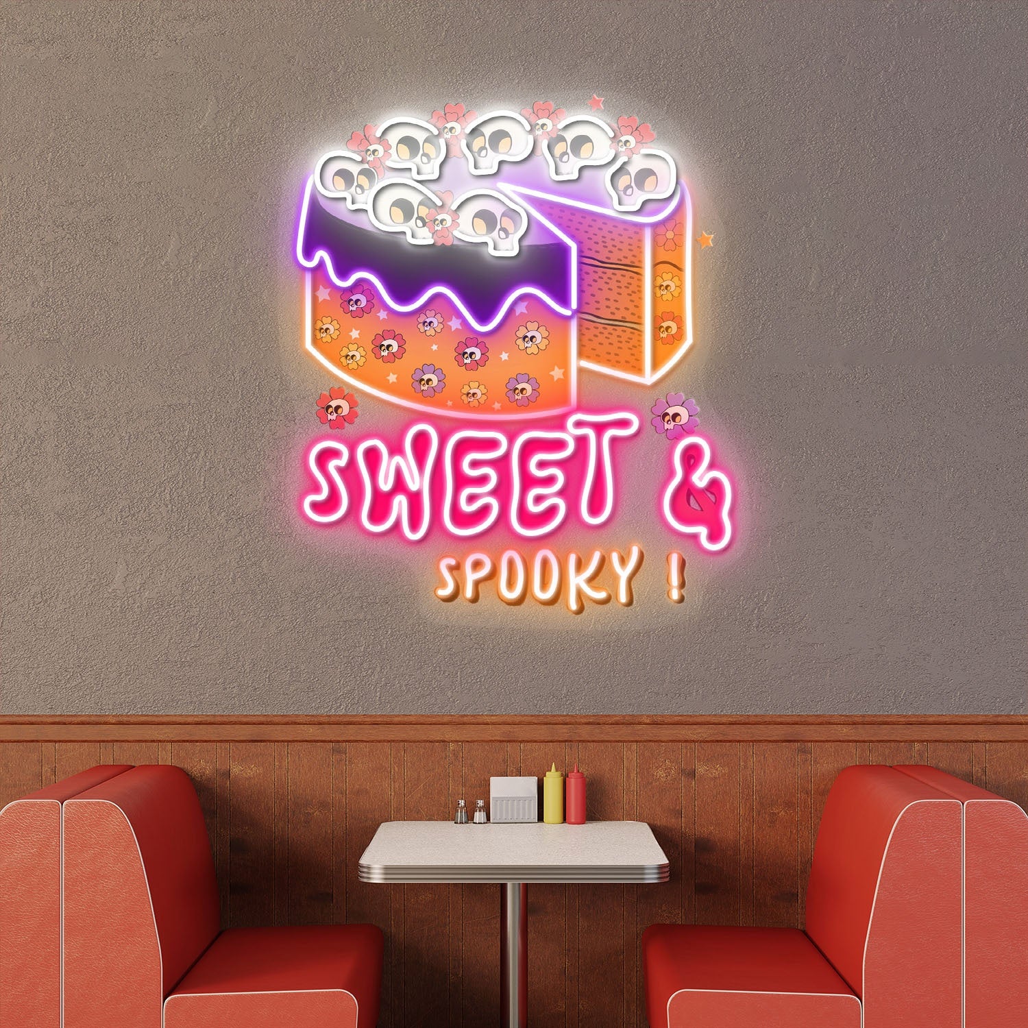 Sweet Spooky Skull Cake Halloween Acrylic Led Neon Sign | Shineneon