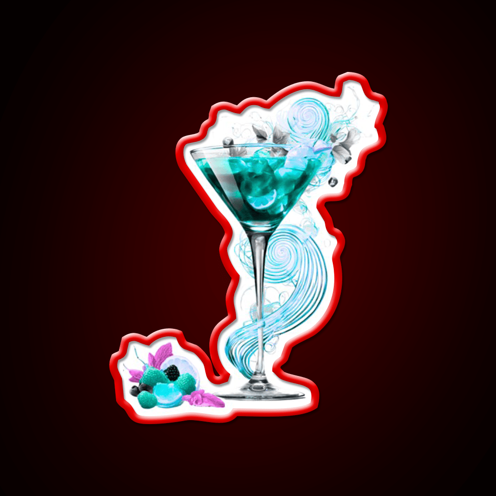 Swirl Cocktail Glass Art Deisign Cocktail Bar Decor Led Neon Sign Rgb Color - Shineneon