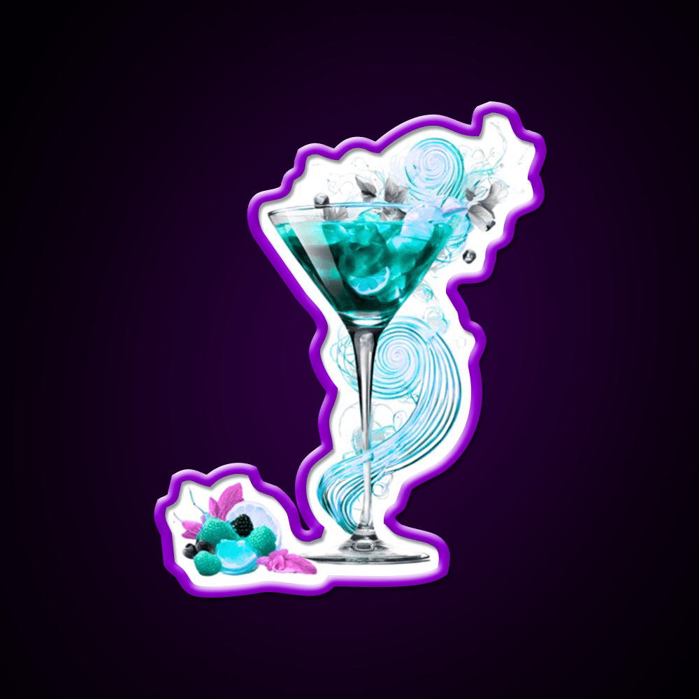 Swirl Cocktail Glass Art Deisign Cocktail Bar Decor Led Neon Sign Rgb Color - Shineneon