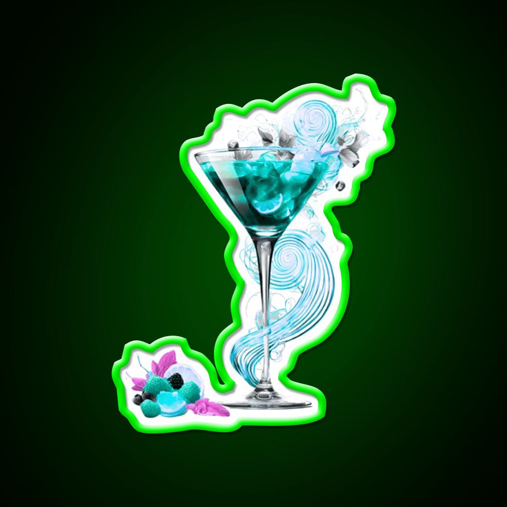 Swirl Cocktail Glass Art Deisign Cocktail Bar Decor Led Neon Sign Rgb Color - Shineneon