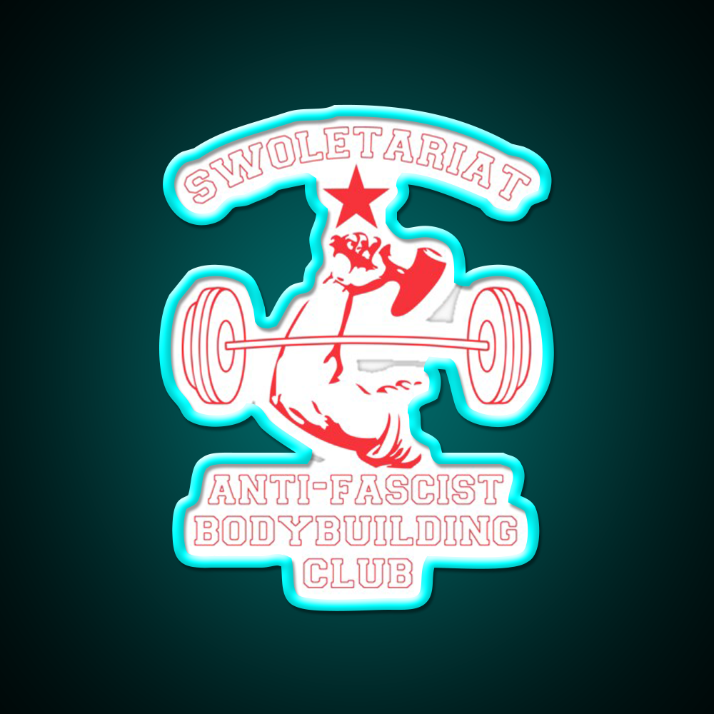Swoletariat Anti Fascist Bodybuilding Club Gym Fitness Led Neon Sign Rgb Color