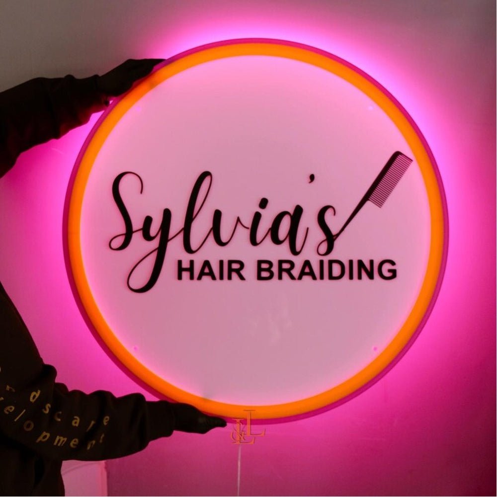 Sylrias Hair Braiding Acrylic Business Logo Sign - Shineneon