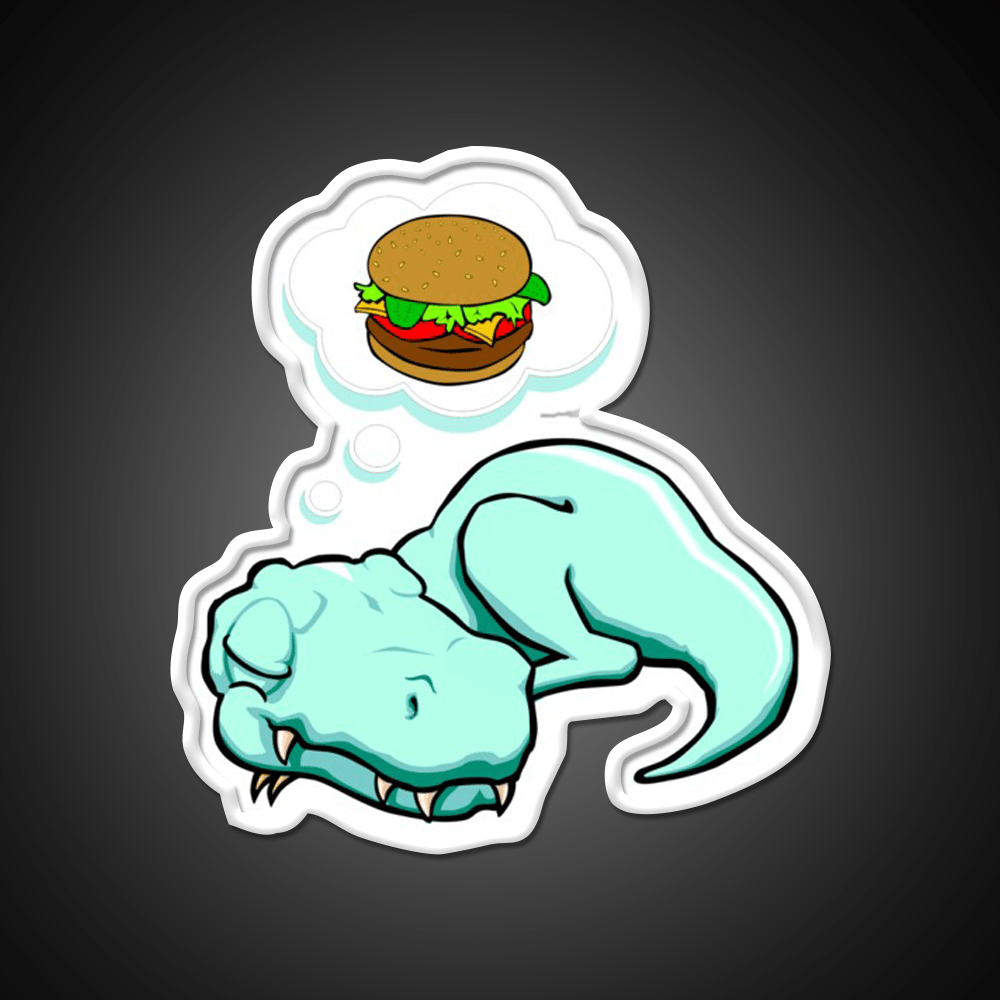 T Rex Dreaming Burger Lover Fast Food Led Neon Sign For Burger Place Rgb Color - Shineneon