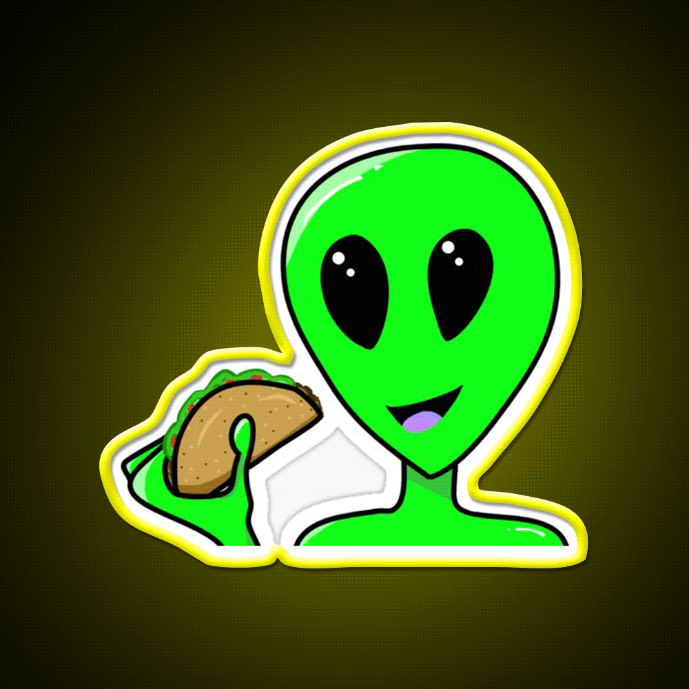 Taco Alien Taco Led Neon Sign Mexican Food Sign Rgb Color - Custom LED neon sign front view