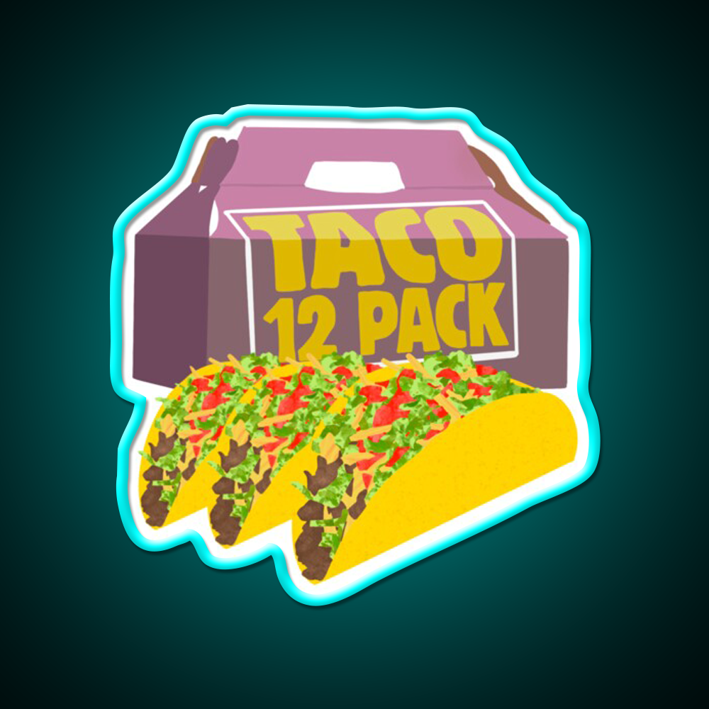 Taco Bell 12 Pack Box Crunchy Fast Food Led Neon Sign For Burger Place Rgb Color