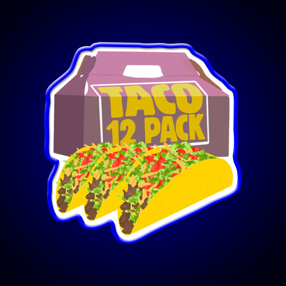 Taco Bell 12 Pack Box Crunchy Fast Food Led Neon Sign For Burger Place Rgb Color