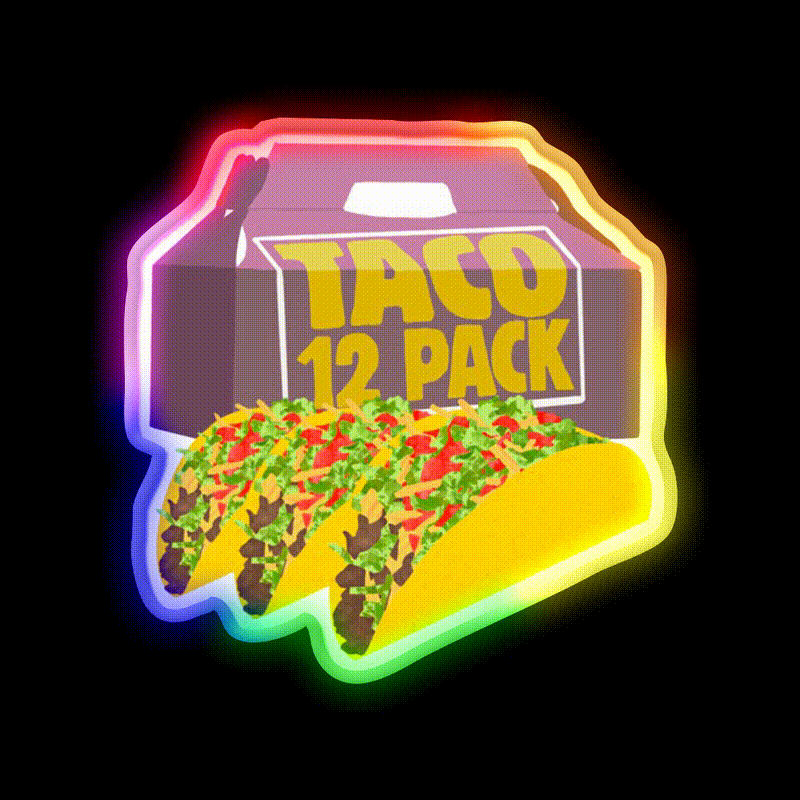 Taco Bell 12 Pack Box Crunchy Fast Food Led Neon Sign For Burger Place Rgb Color
