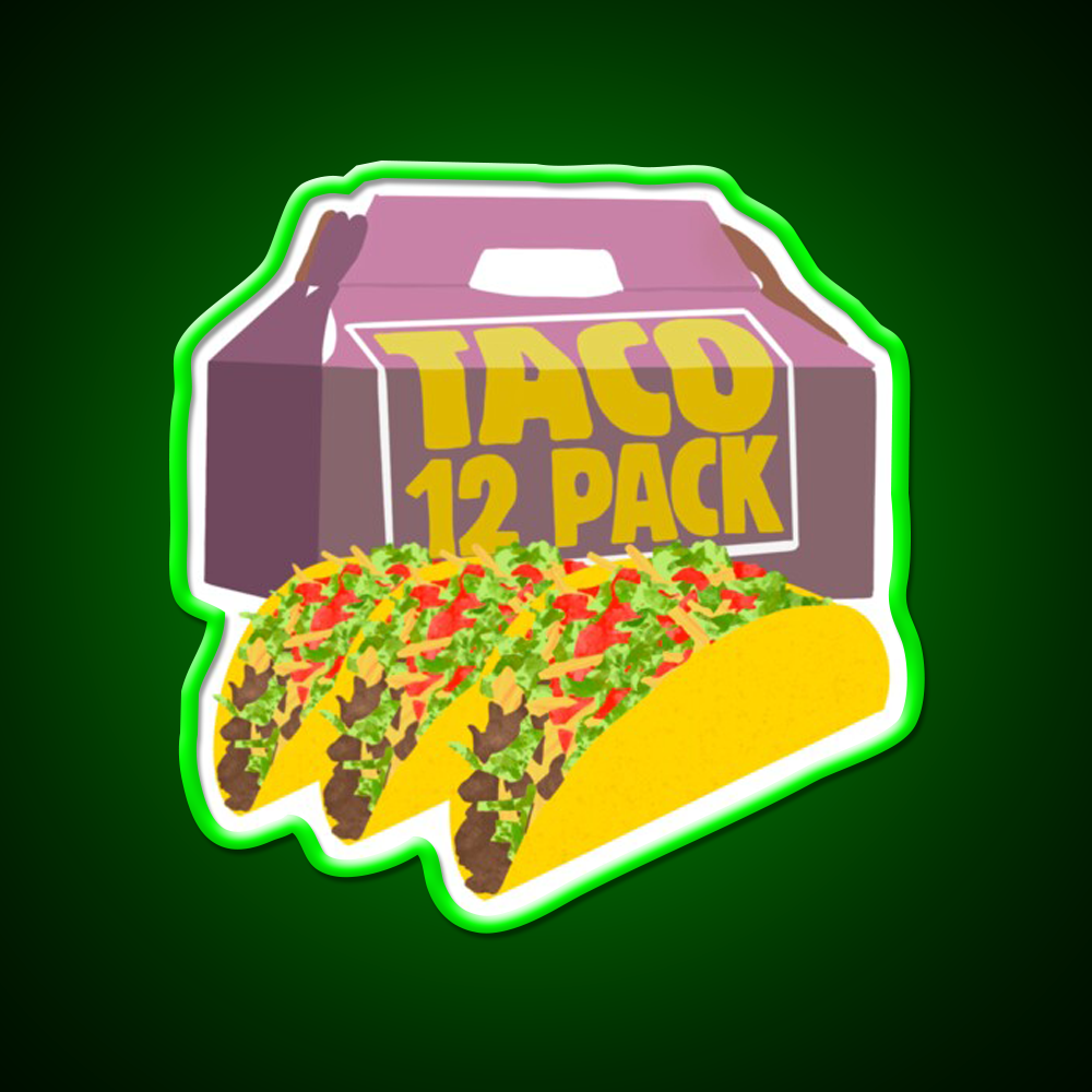 Taco Bell 12 Pack Box Crunchy Fast Food Led Neon Sign For Burger Place Rgb Color