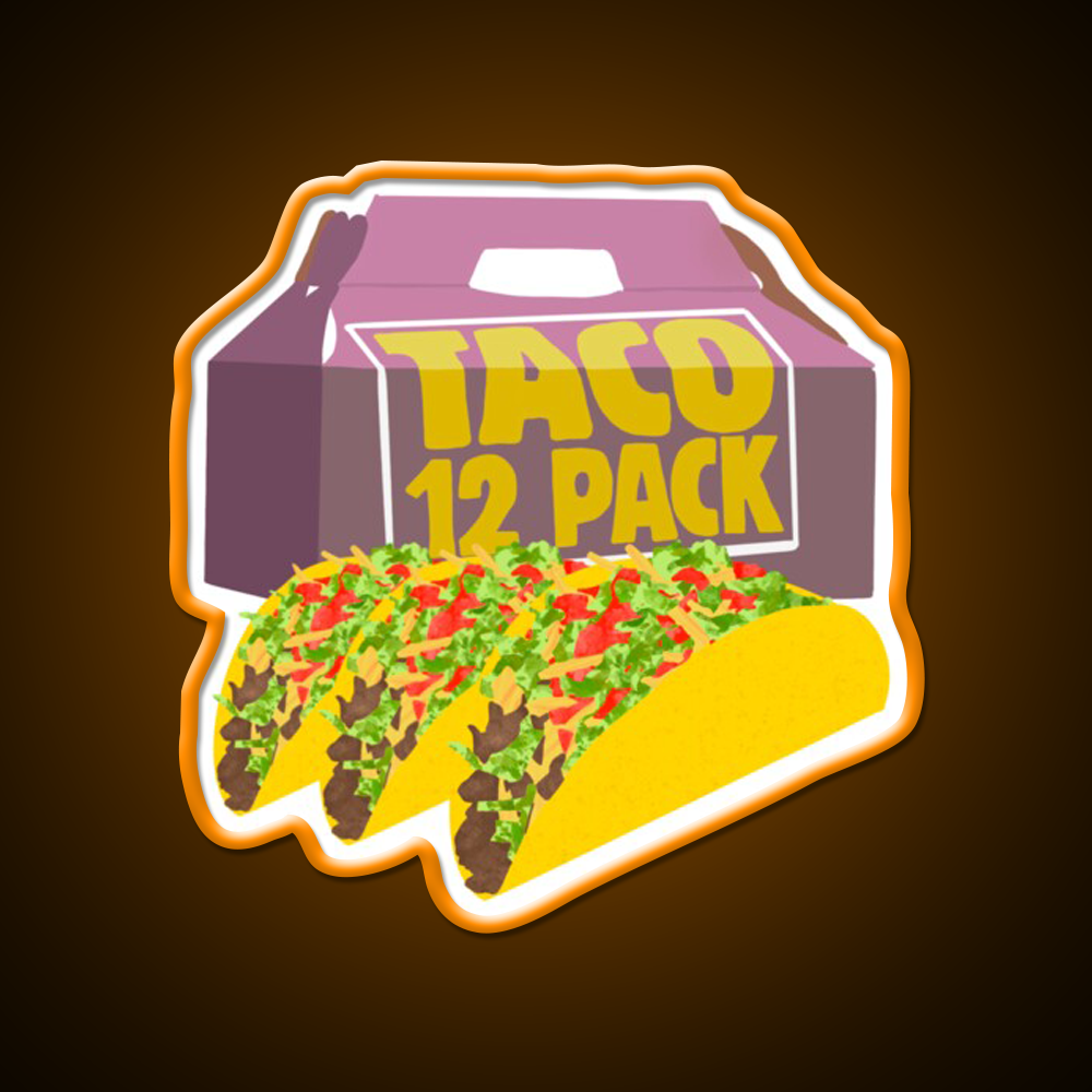 Taco Bell 12 Pack Box Crunchy Fast Food Led Neon Sign For Burger Place Rgb Color