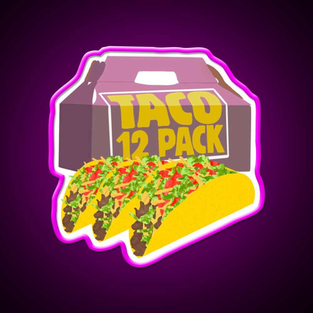 Taco Bell 12 Pack Box Crunchy Fast Food Led Neon Sign For Burger Place Rgb Color