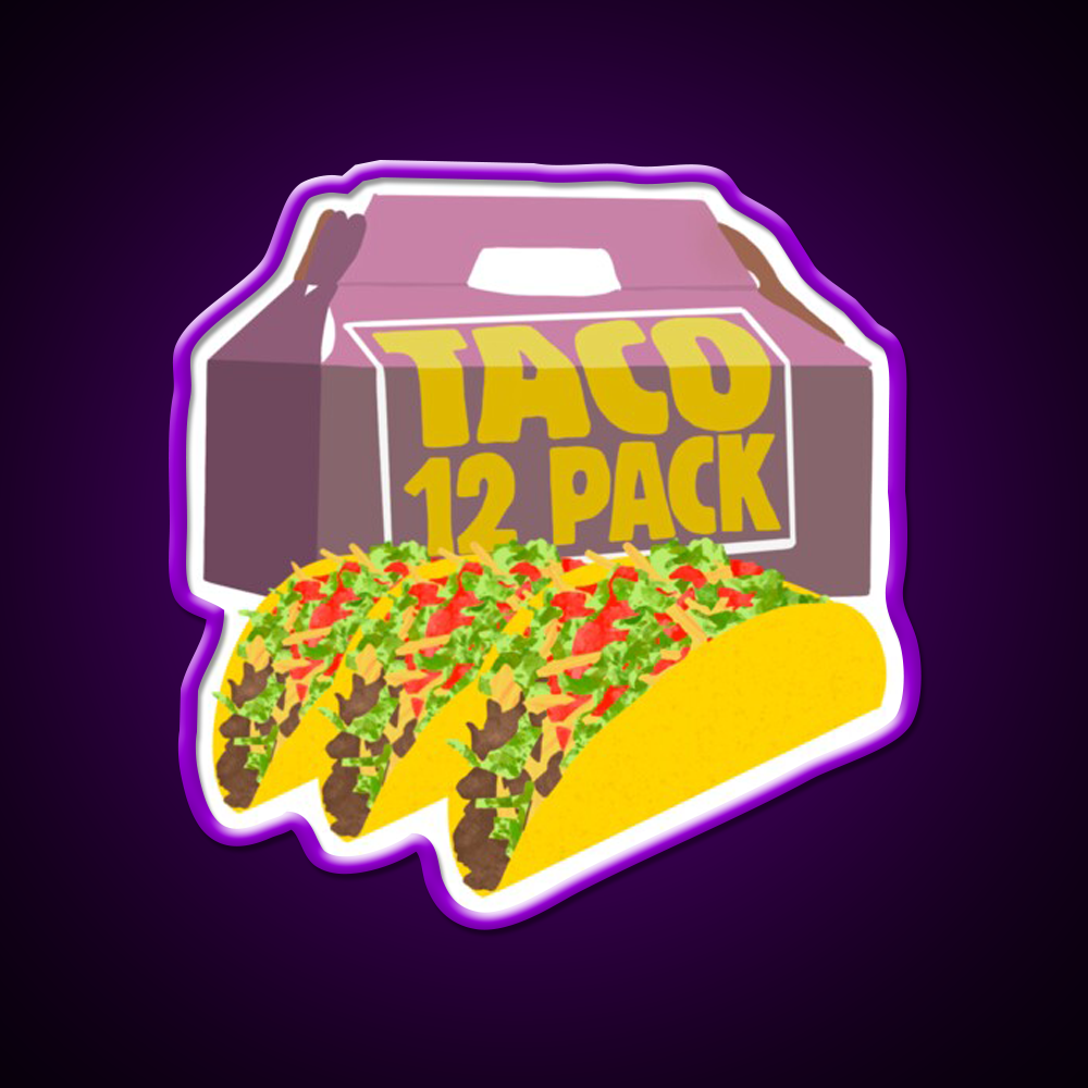 Taco Bell 12 Pack Box Crunchy Fast Food Led Neon Sign For Burger Place Rgb Color