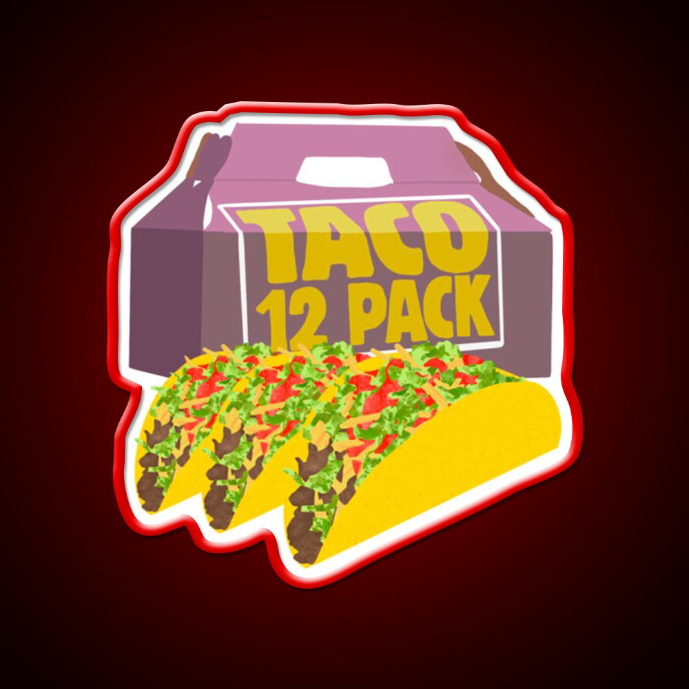 Taco Bell 12 Pack Box Crunchy Fast Food Led Neon Sign For Burger Place Rgb Color