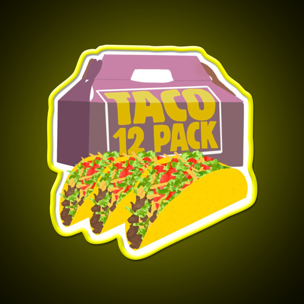 Taco Bell 12 Pack Box Crunchy Fast Food Led Neon Sign For Burger Place Rgb Color